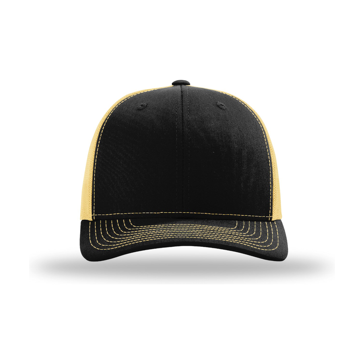 Richardson 112 Snapback Trucker Hat - Black / Vegas Gold
