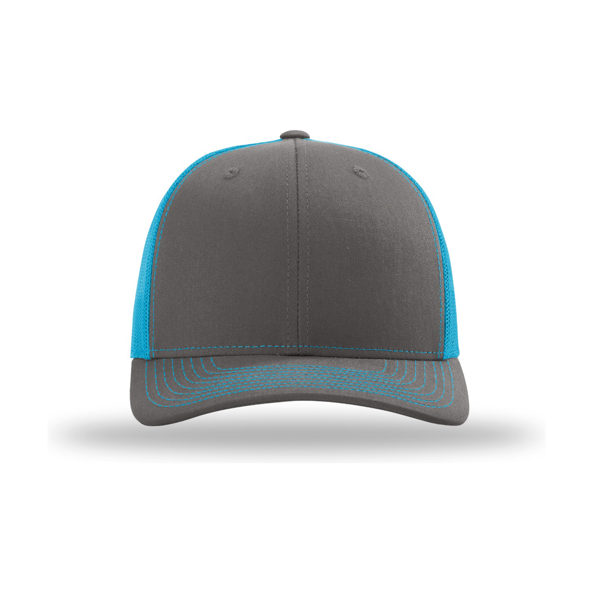 Richardson 112 Snapback Trucker Hat - Charcoal / Neon Blue