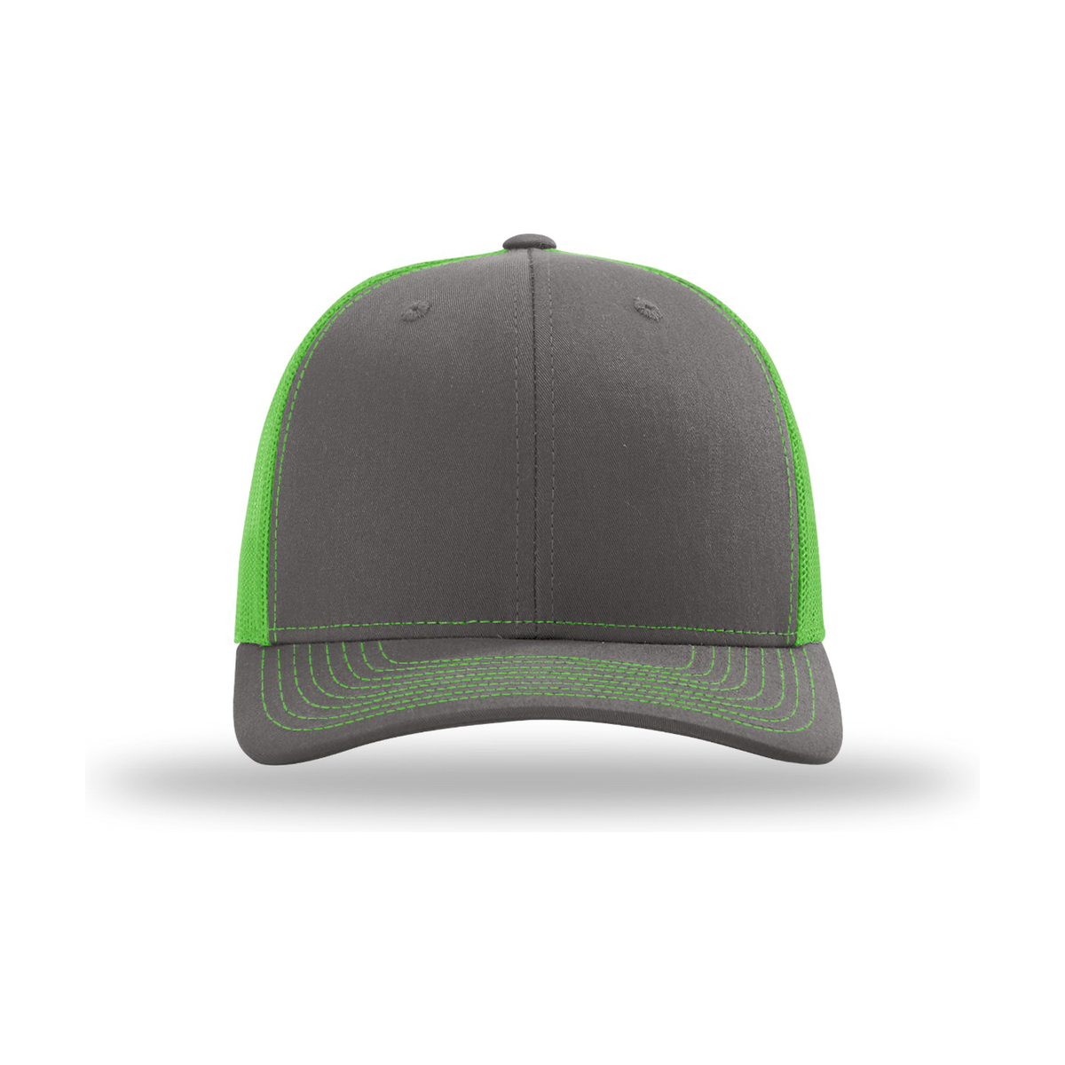 Richardson 112 Snapback Trucker Hat - Charcoal / Neon Green
