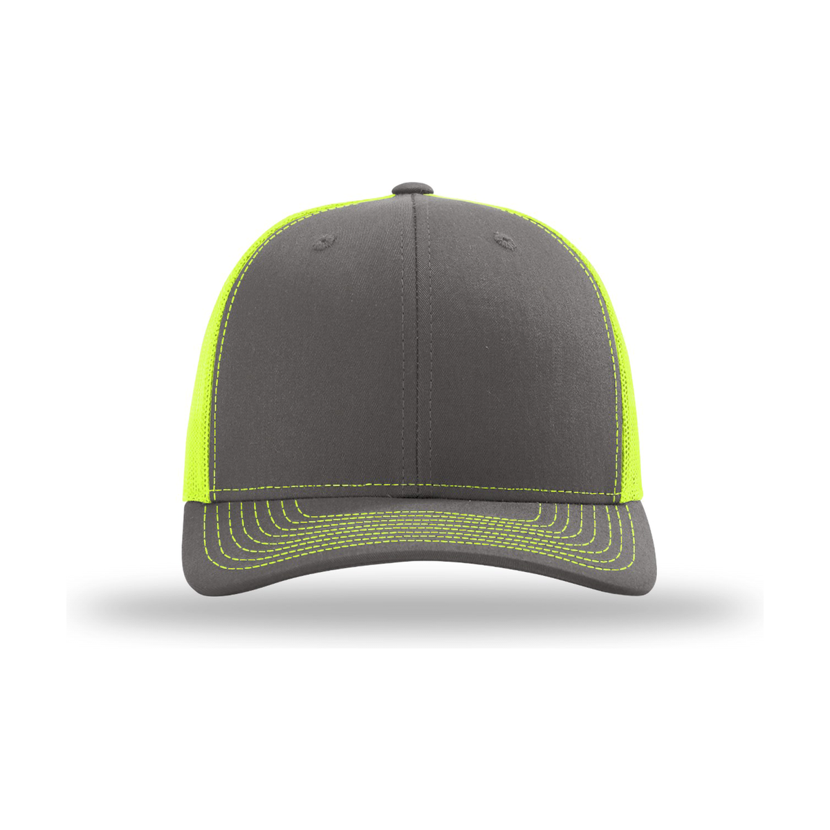 Richardson 112 Snapback Trucker Hat - Charcoal / Neon Yellow