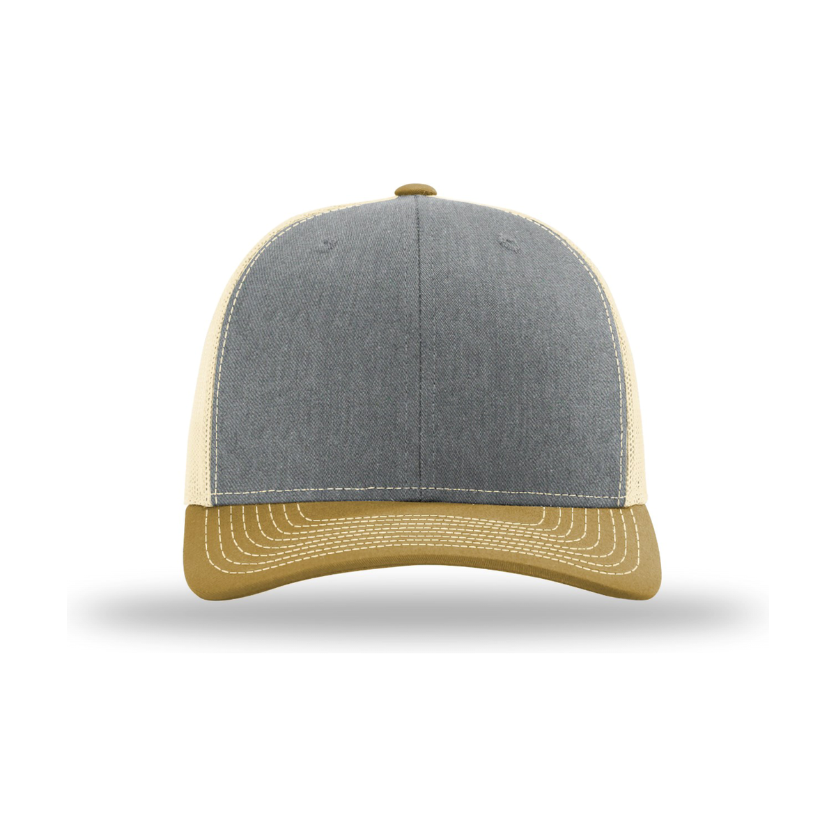 Richardson 112 Snapback Trucker Hat - Heather Grey / Birch / Amber Gold