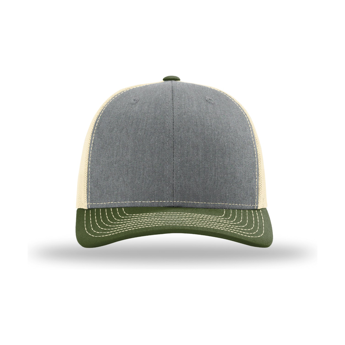Richardson 112 Snapback Trucker Hat - Heather Grey / Birch / Army Olive