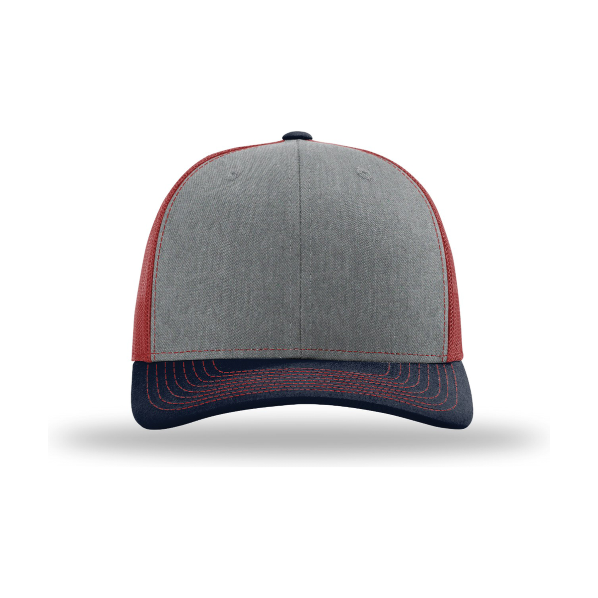 Richardson 112 Snapback Trucker Hat - Heather Grey / Cardinal / Navy
