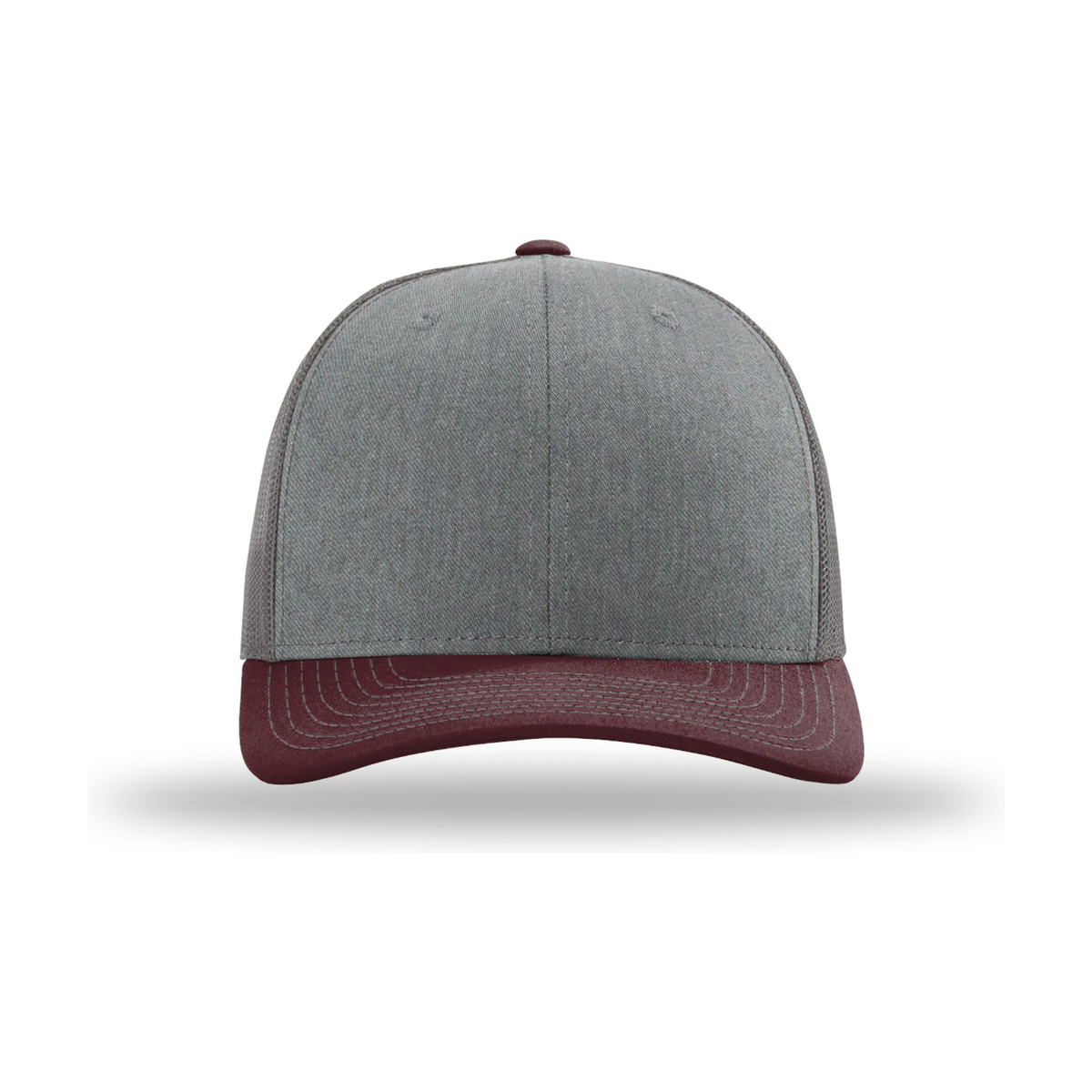 Richardson 112 Snapback Trucker Hat - Heather Grey / Charcoal / Maroon
