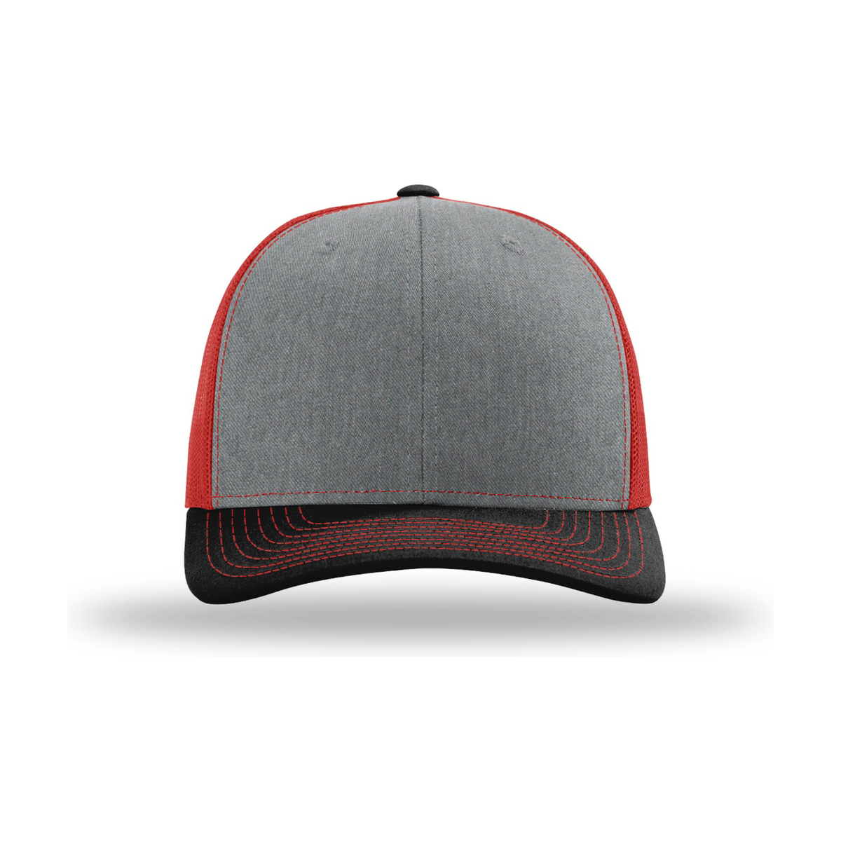 Richardson 112 Snapback Trucker Hat - Heather Grey / Red / Black