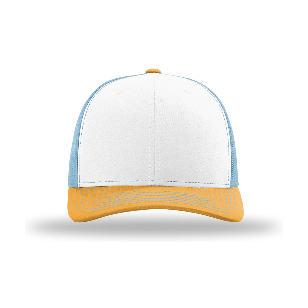 Richardson 112 Snapback Trucker Hat - White / Columbia Blue / Yellow