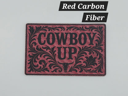 Cowboy Up Heat Press Leatherette Hat Patch