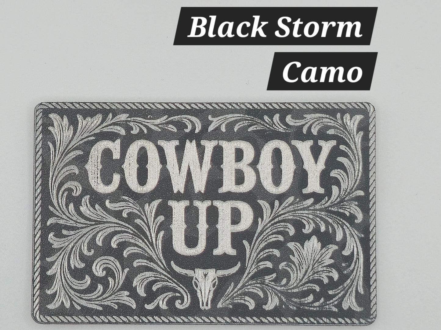 Cowboy Up Heat Press Leatherette Hat Patch
