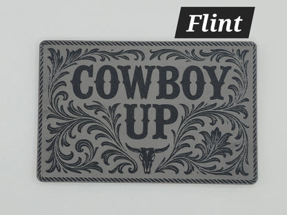 Cowboy Up Heat Press Leatherette Hat Patch
