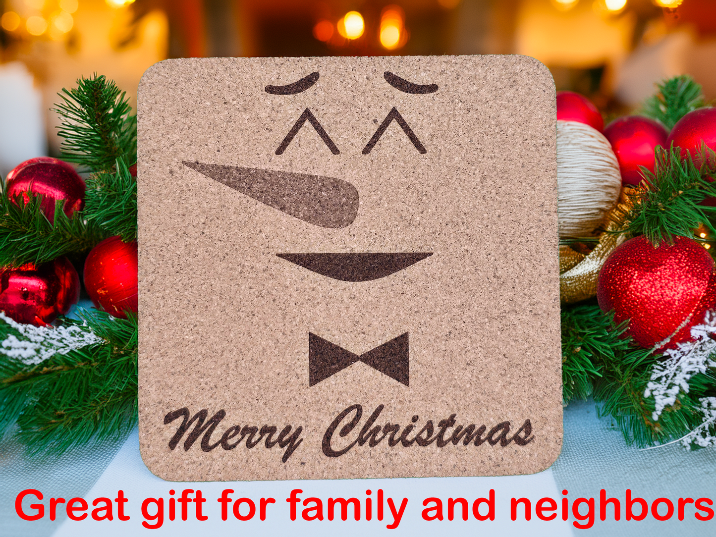 Snowmen Cork Coasters