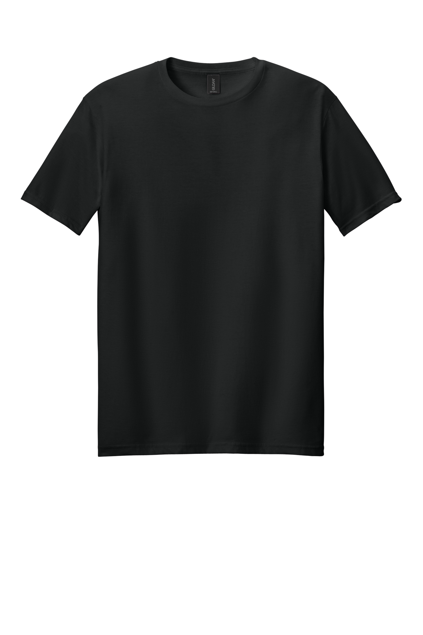 Black t-shirt on a white background