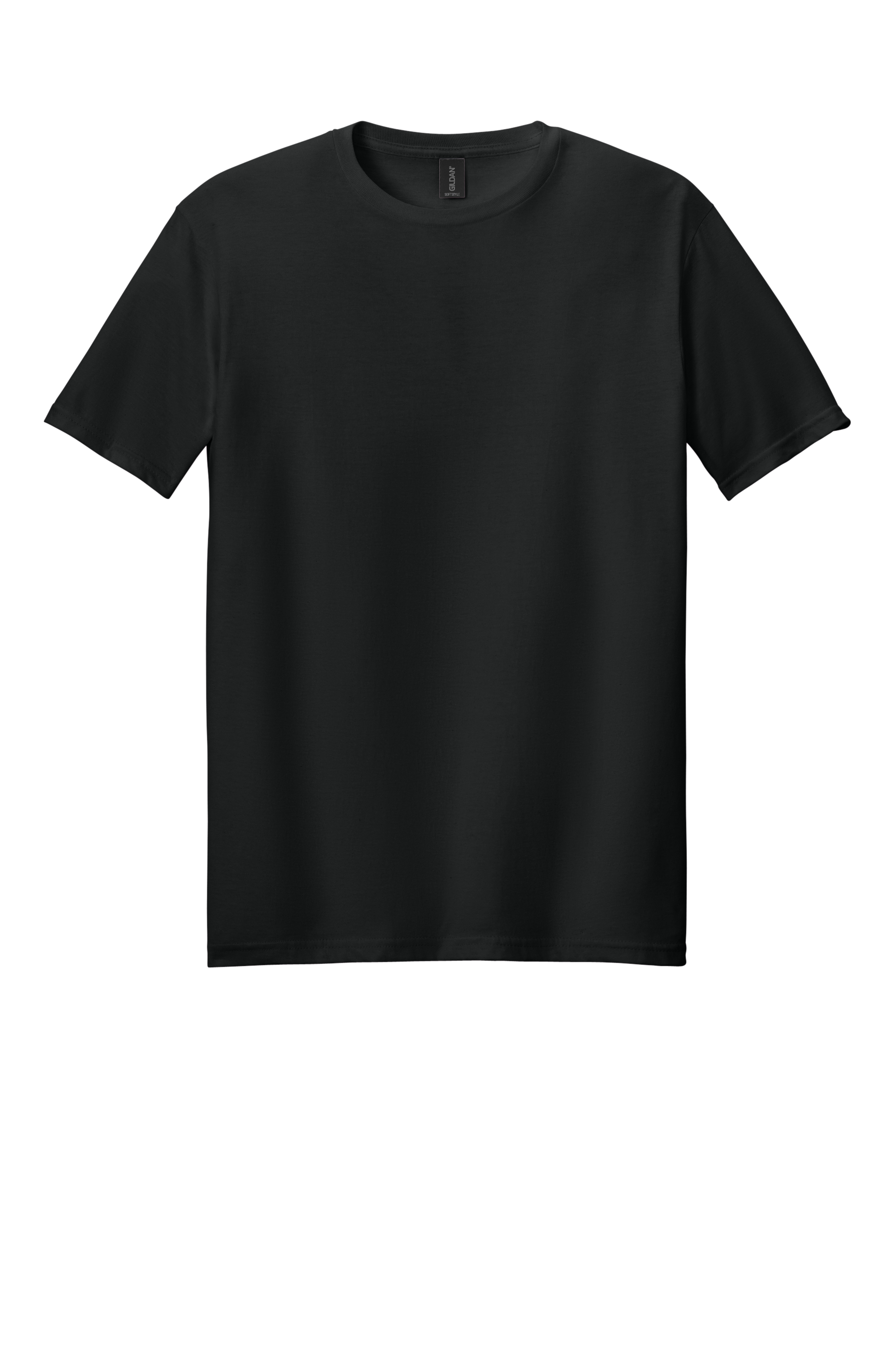 Black t-shirt on a white background