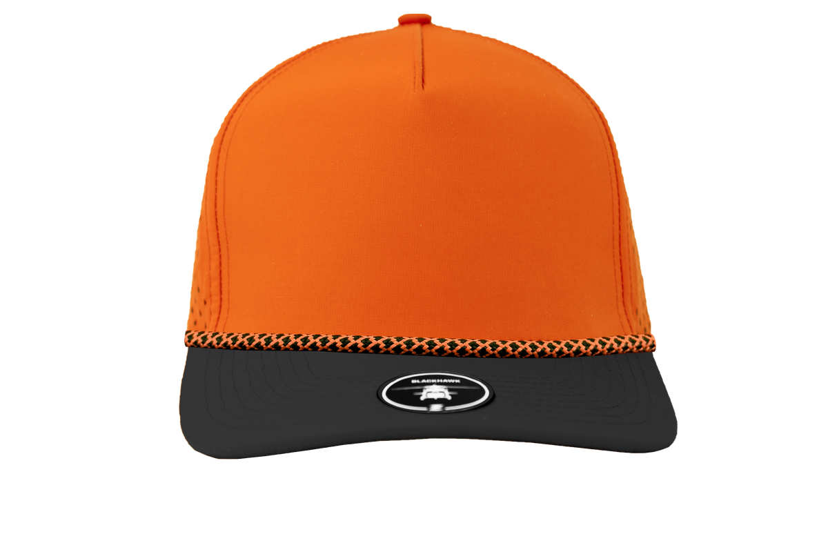Zapped Blackhawk R+ – Orange / Black Bill / Orange Chainlink – front view – variant-orange-black-bill-orange-chainlink