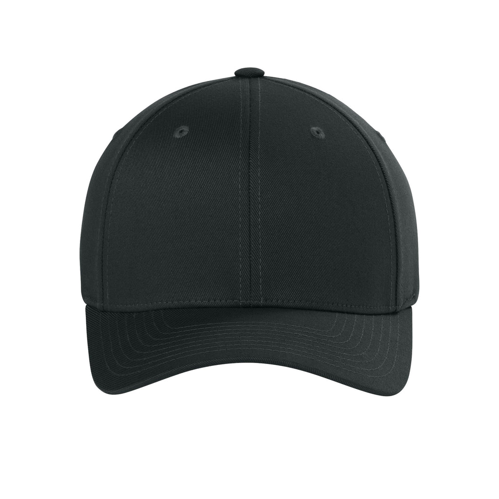 Front view of Black Flexfit 6277 fitted cap. variant-black