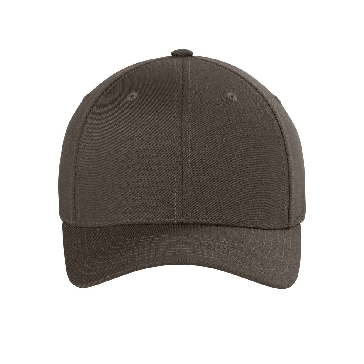 Front view of Brown Flexfit 6277 fitted cap. variant-brown