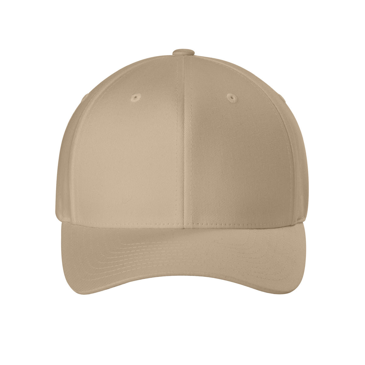 Front view of Khaki Flexfit 6277 fitted cap. variant-khaki