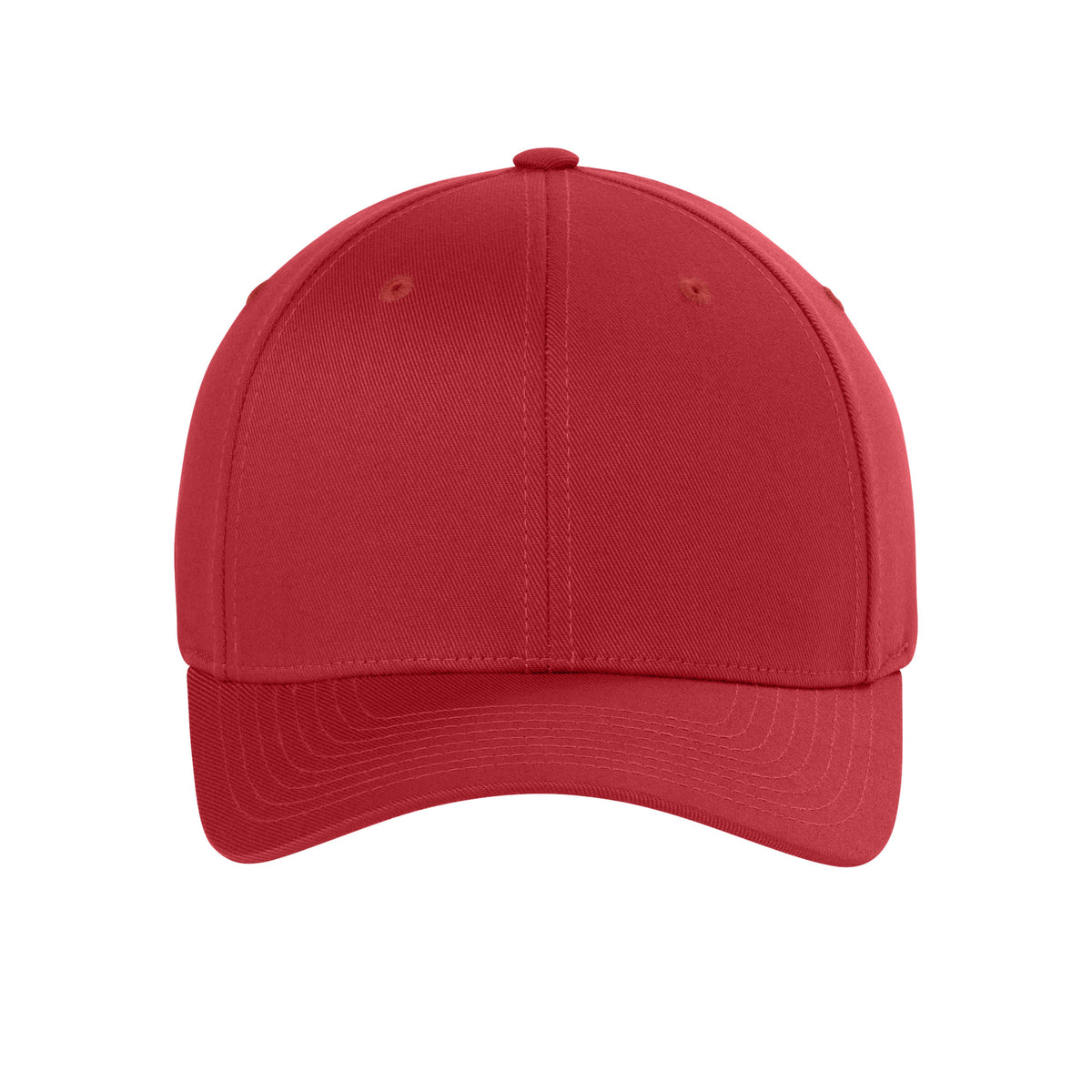 Front view of Red Flexfit 6277 fitted cap. variant-red