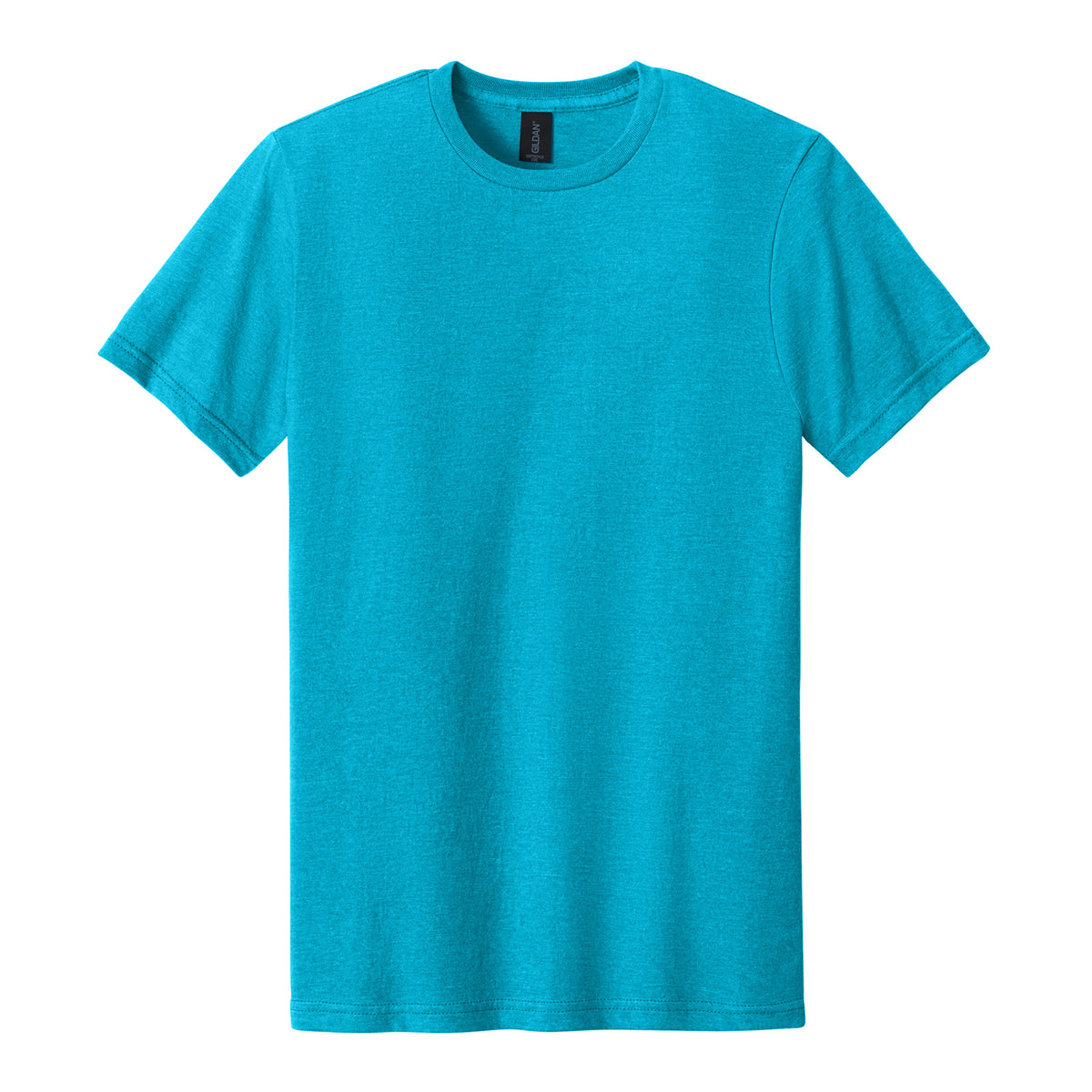 Gildan 64000CVC Softstyle CVC Tee in Caribbean Mist, flat lay front view variant-caribbean-mist