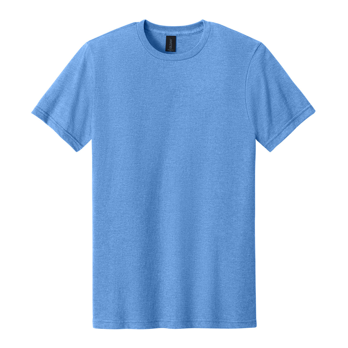 Gildan 64000CVC Softstyle CVC Tee in Carolina Blue Mist, flat lay front view variant-carolina-blue-mist
