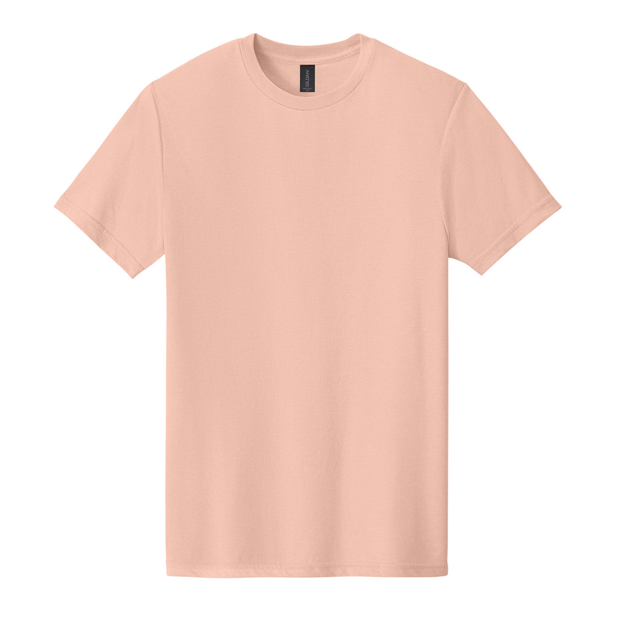 Gildan 64000CVC Softstyle CVC Tee in Dusty Rose, flat lay front view variant-dusty-rose