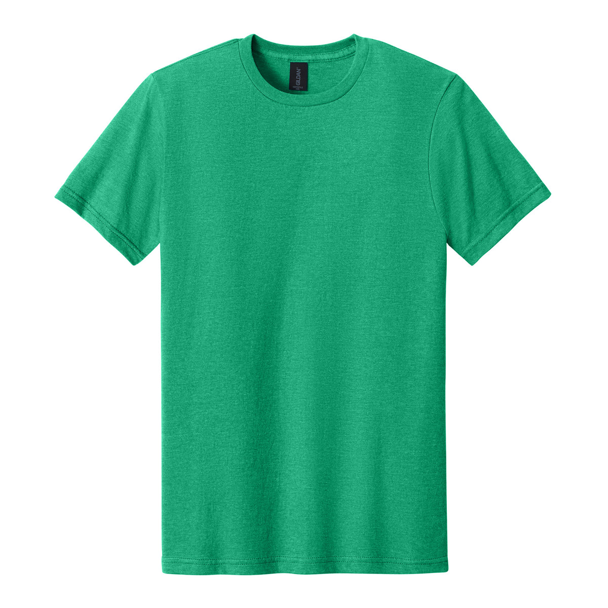 Gildan 64000CVC Softstyle CVC Tee in Kelly Mist, flat lay front view variant-kelly-mist