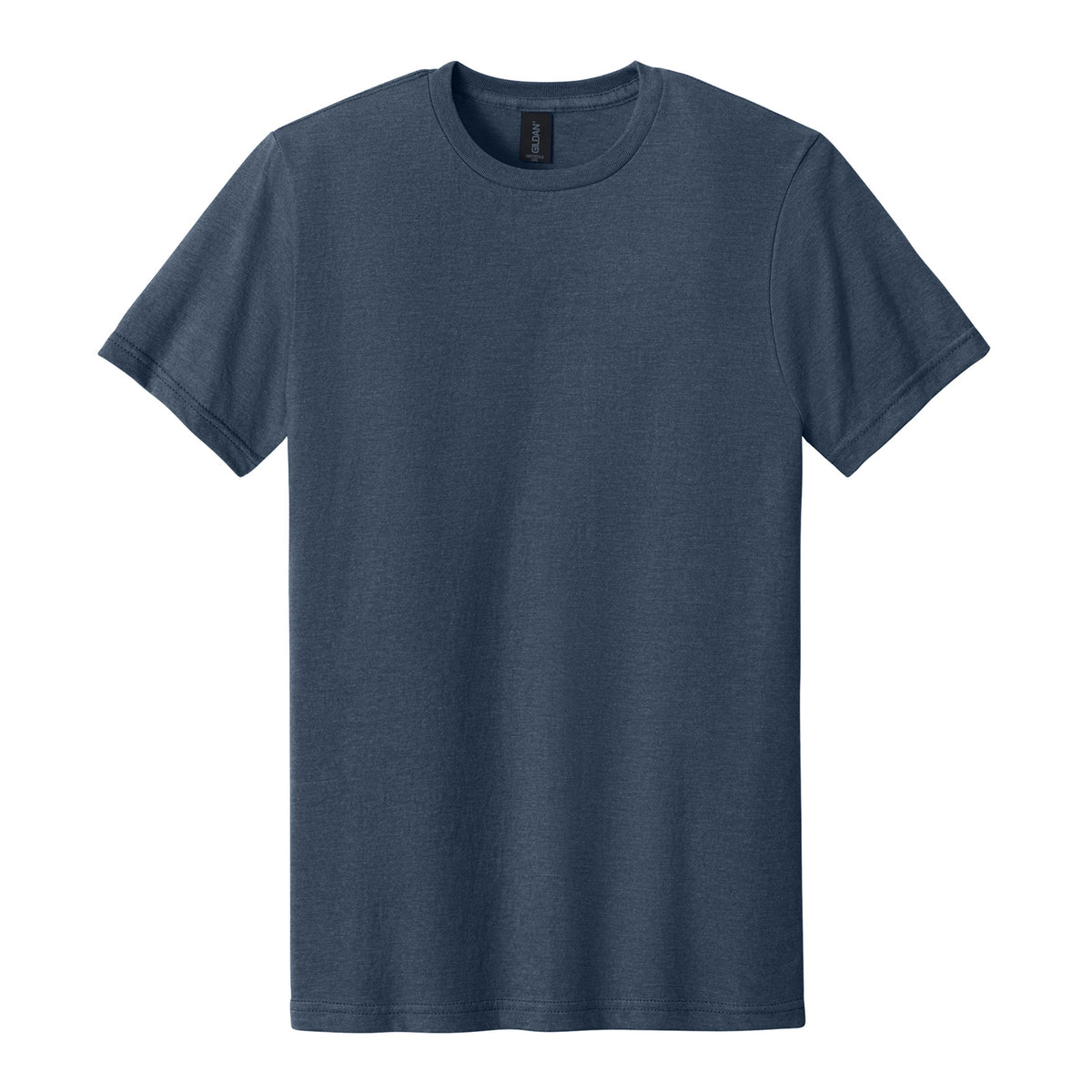 Gildan 64000CVC Softstyle CVC Tee in Navy Mist, flat lay front view variant-navy-mist