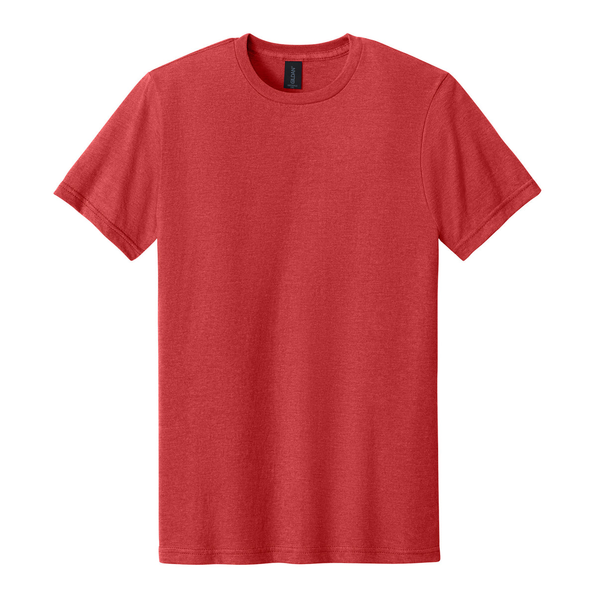 Gildan 64000CVC Softstyle CVC Tee in Red Mist, flat lay front view variant-red-mist