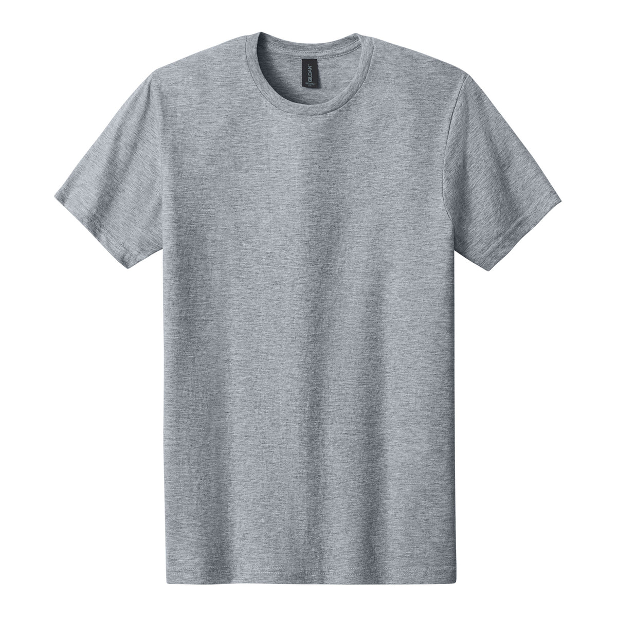 Gildan 64000CVC Softstyle CVC Tee in Ring Spun Sport Grey, flat lay front view variant-ring-spun-sport-grey