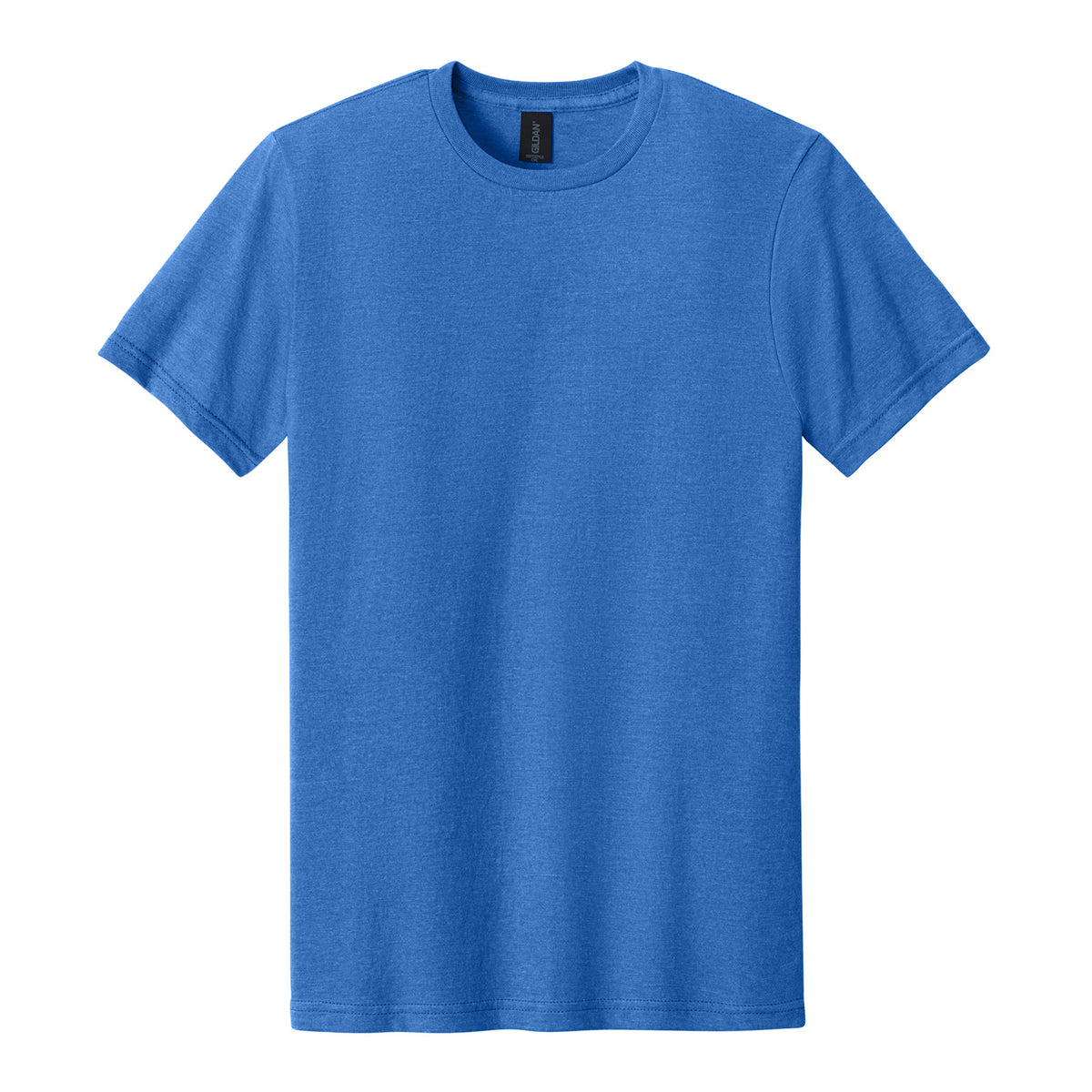 Gildan 64000CVC Softstyle CVC Tee in Royal Mist, flat lay front view variant-royal-mist