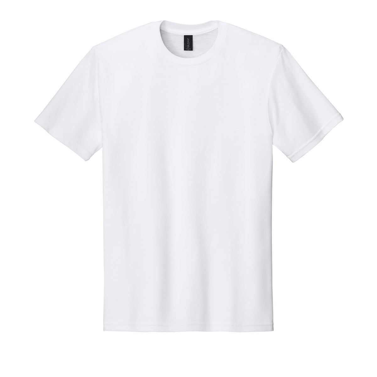 Gildan 64000CVC Softstyle CVC Tee in White, flat lay front view variant-white