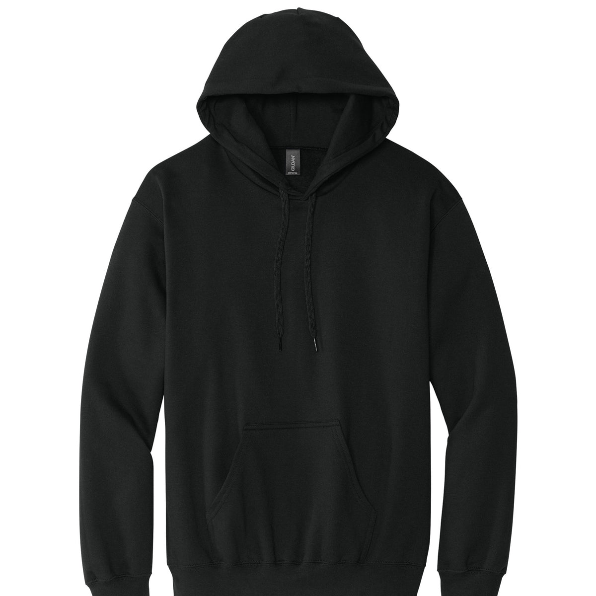 Gildan SF500 Softstyle Midweight Hoodie in Black, flat lay front view variant-black