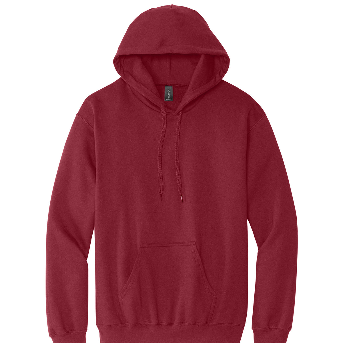 Gildan SF500 Softstyle Midweight Hoodie in Cardinal Red, flat lay front view variant-cardinal-red