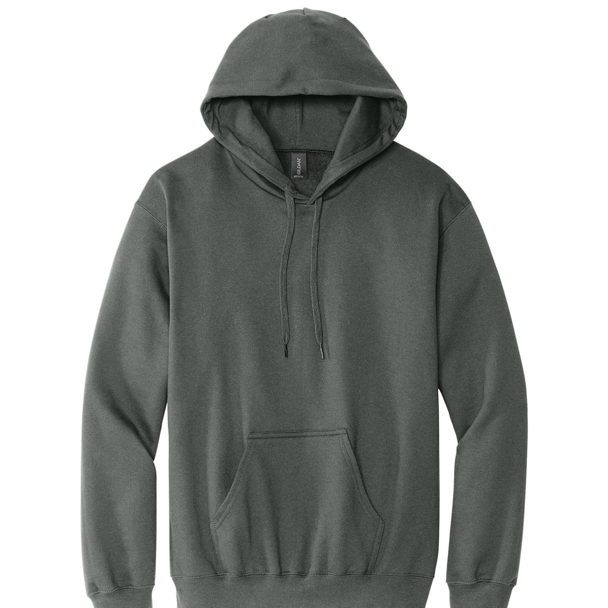 Gildan SF500 Softstyle Midweight Hoodie in Charcoal, flat lay front view variant-charcoal