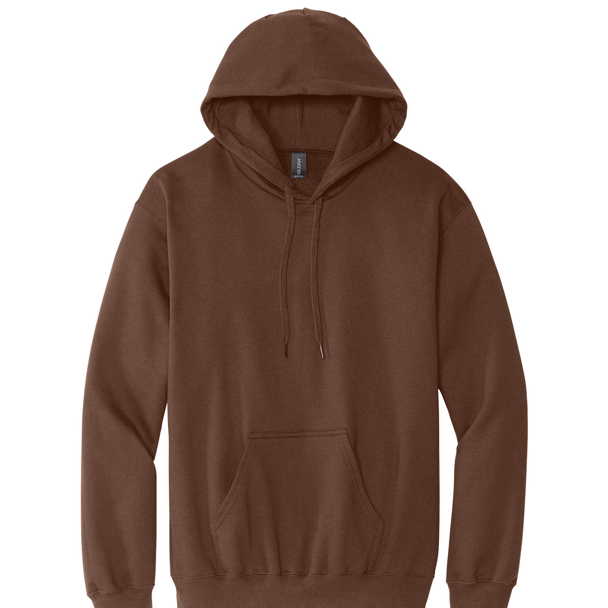 Gildan SF500 Softstyle Midweight Hoodie in Cocoa, flat lay front view variant-cocoa
