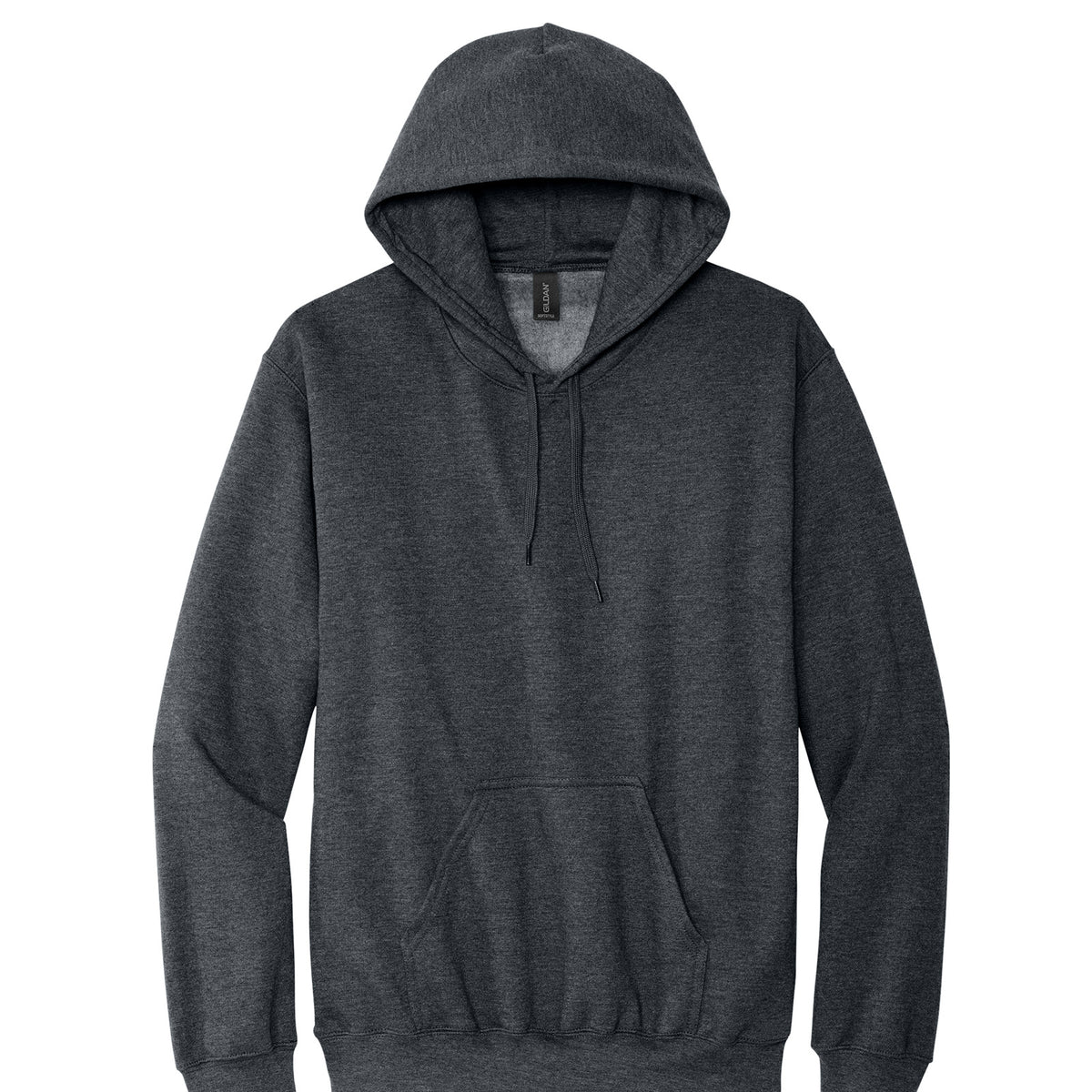Gildan SF500 Softstyle Midweight Hoodie in Dark Heather, flat lay front view variant-dark-heather
