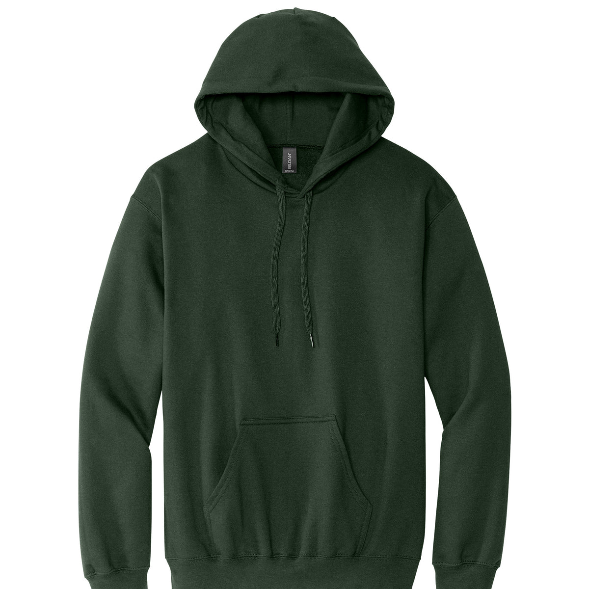 Gildan SF500 Softstyle Midweight Hoodie in Forest Green, flat lay front view variant-forest-green
