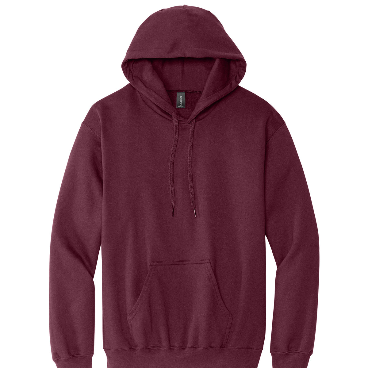 Gildan SF500 Softstyle Midweight Hoodie in Maroon, flat lay front view variant-maroon