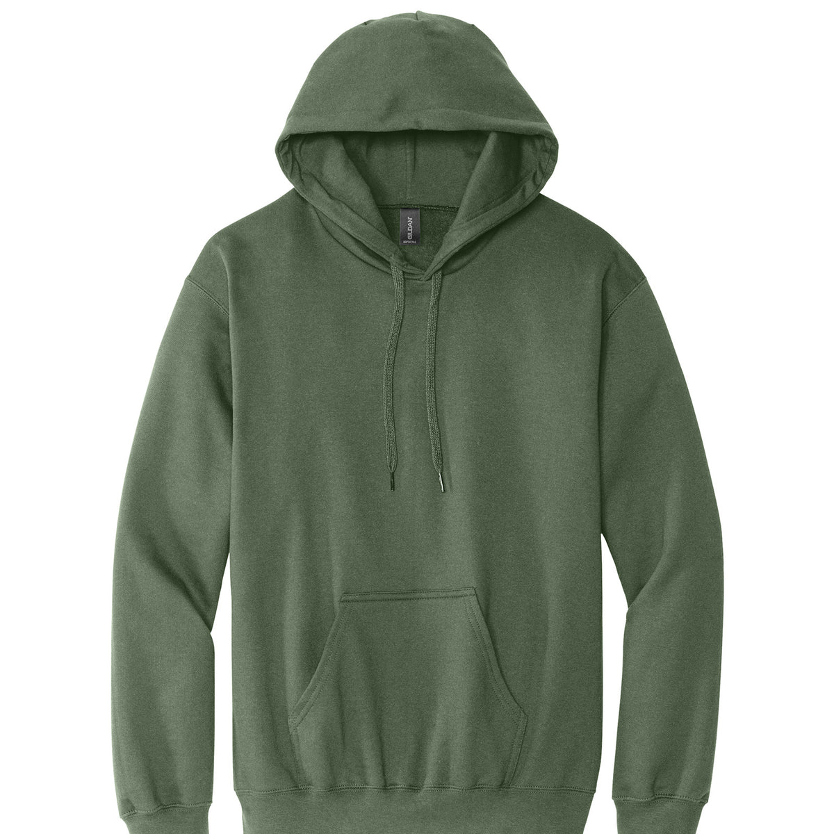 Gildan SF500 Softstyle Midweight Hoodie in Military Green, flat lay front view variant-military-green