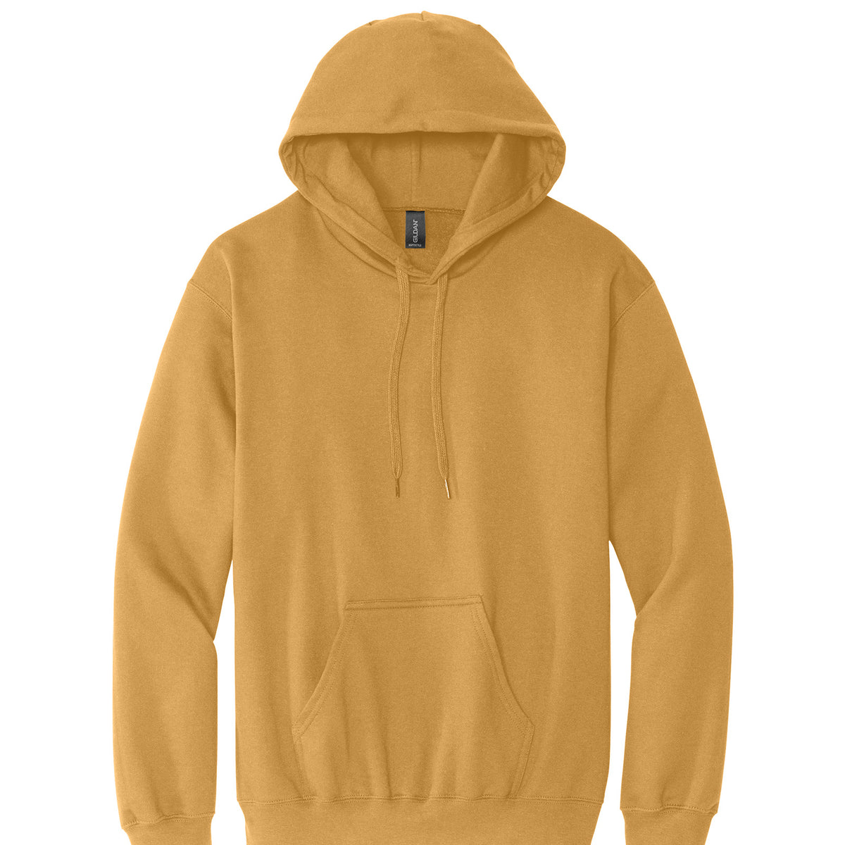Gildan SF500 Softstyle Midweight Hoodie in Mustard, flat lay front view variant-mustard