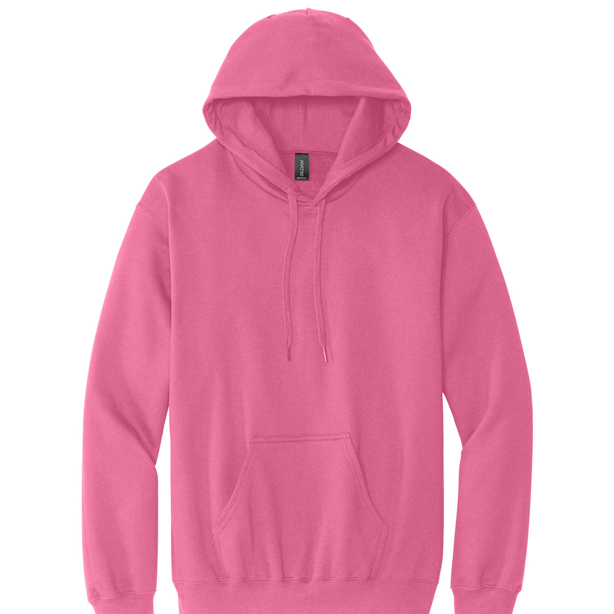 Gildan SF500 Softstyle Midweight Hoodie in Pink Lemonade, flat lay front view variant-pink-lemonade