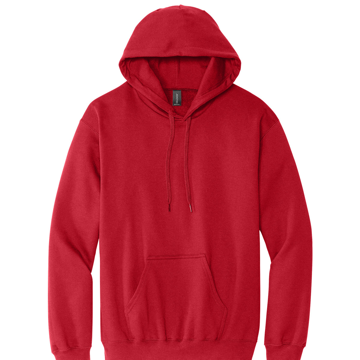 Gildan SF500 Softstyle Midweight Hoodie in Red, flat lay front view variant-red