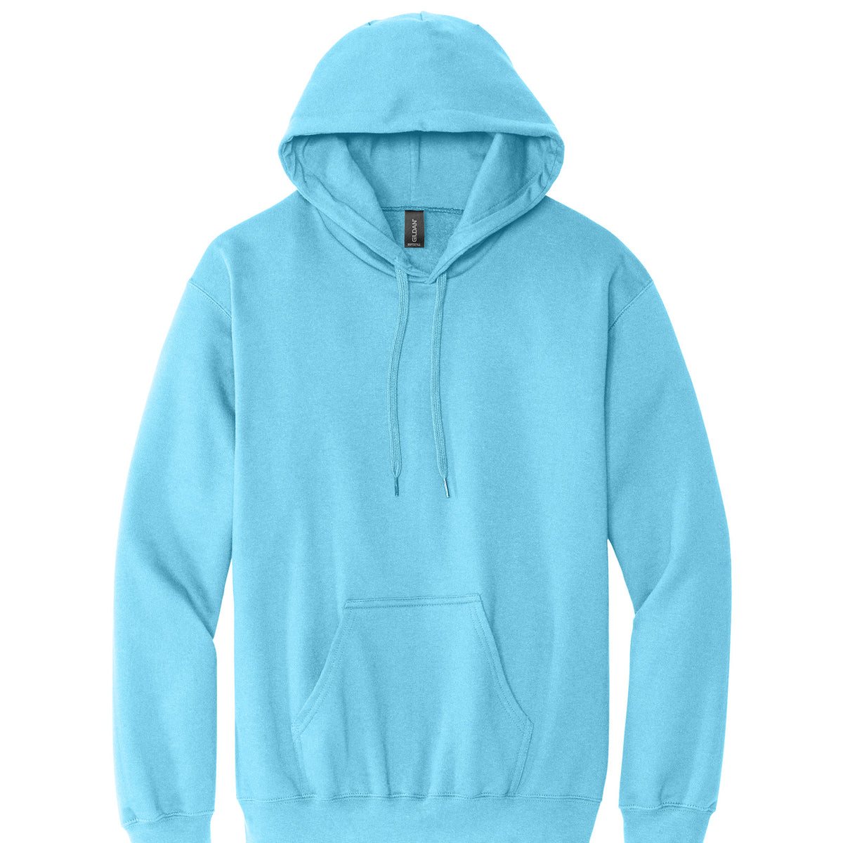 Gildan SF500 Softstyle Midweight Hoodie in Sky, flat lay front view variant-sky