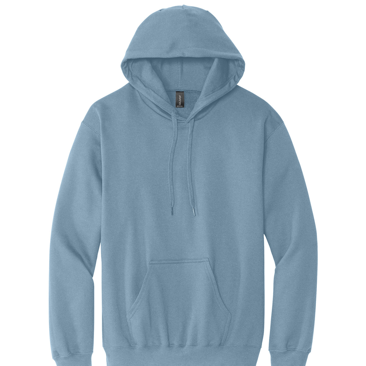 Gildan SF500 Softstyle Midweight Hoodie in Stone Blue, flat lay front view variant-stone-blue