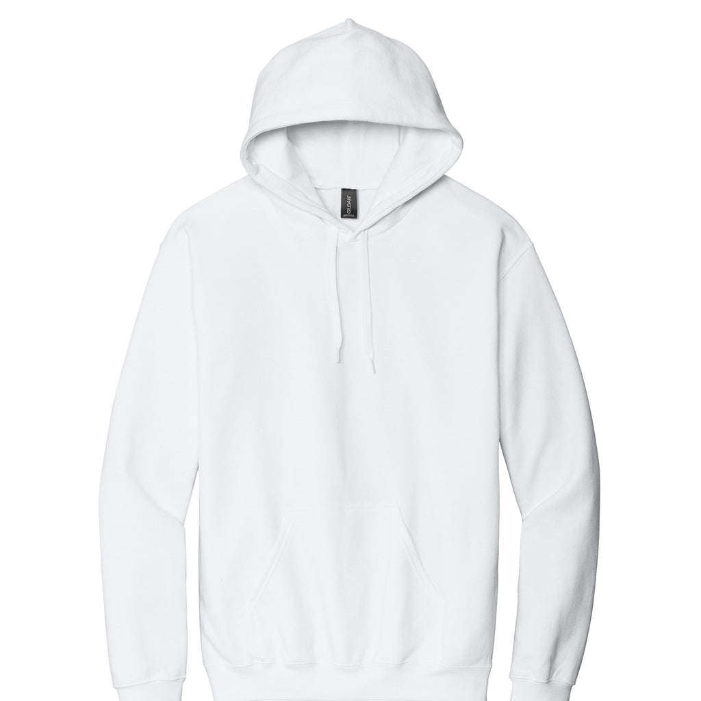 Gildan SF500 Softstyle Midweight Hoodie in White, flat lay front view variant-white