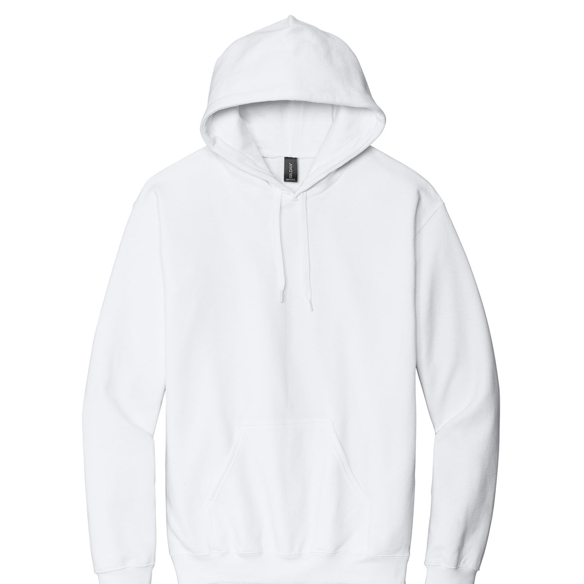 Gildan SF500 Softstyle Midweight Hoodie in White, flat lay front view variant-white