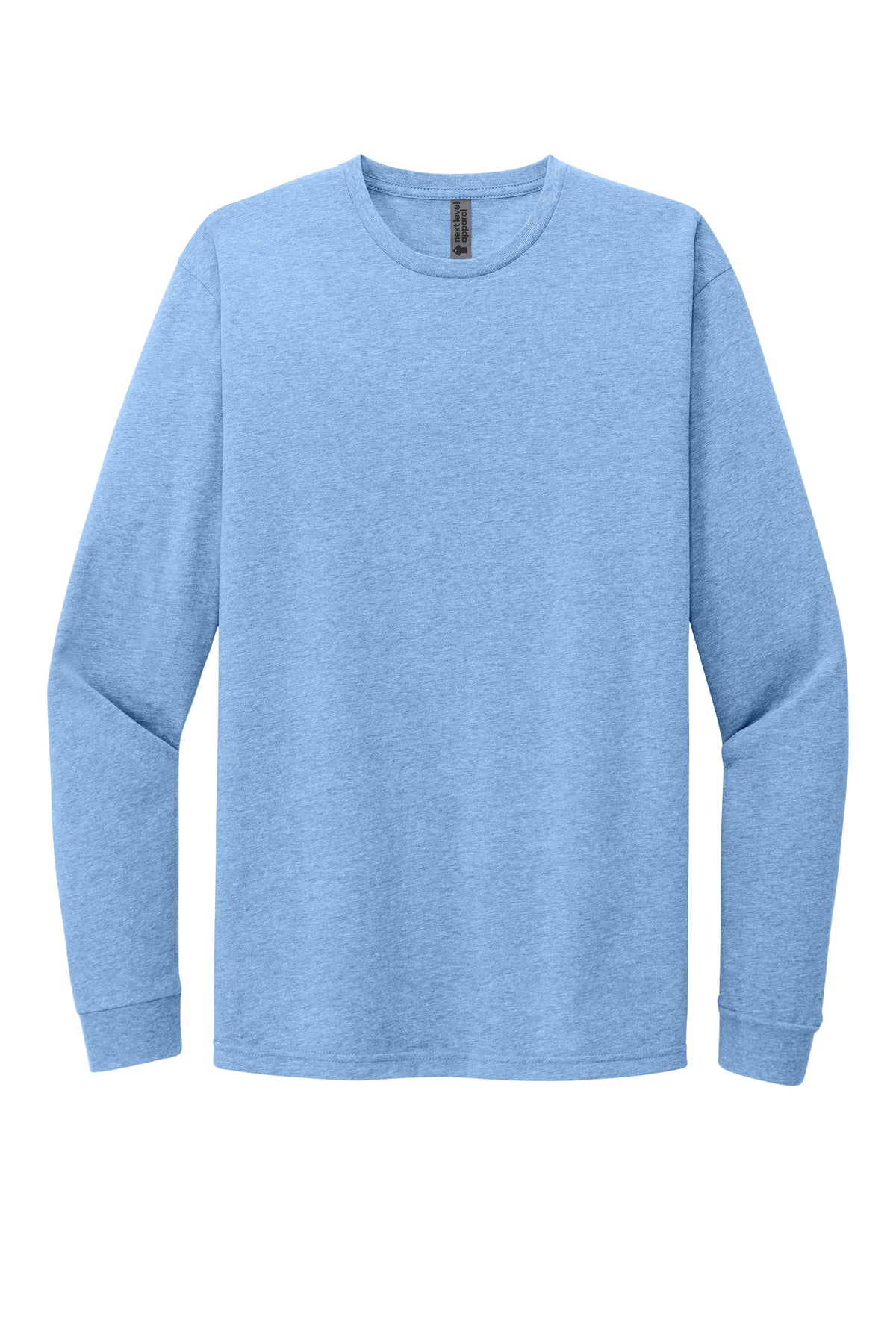 Next Level 6211 Heather Columbia Blue long sleeve shirt front view variant-heather-columbia-blue