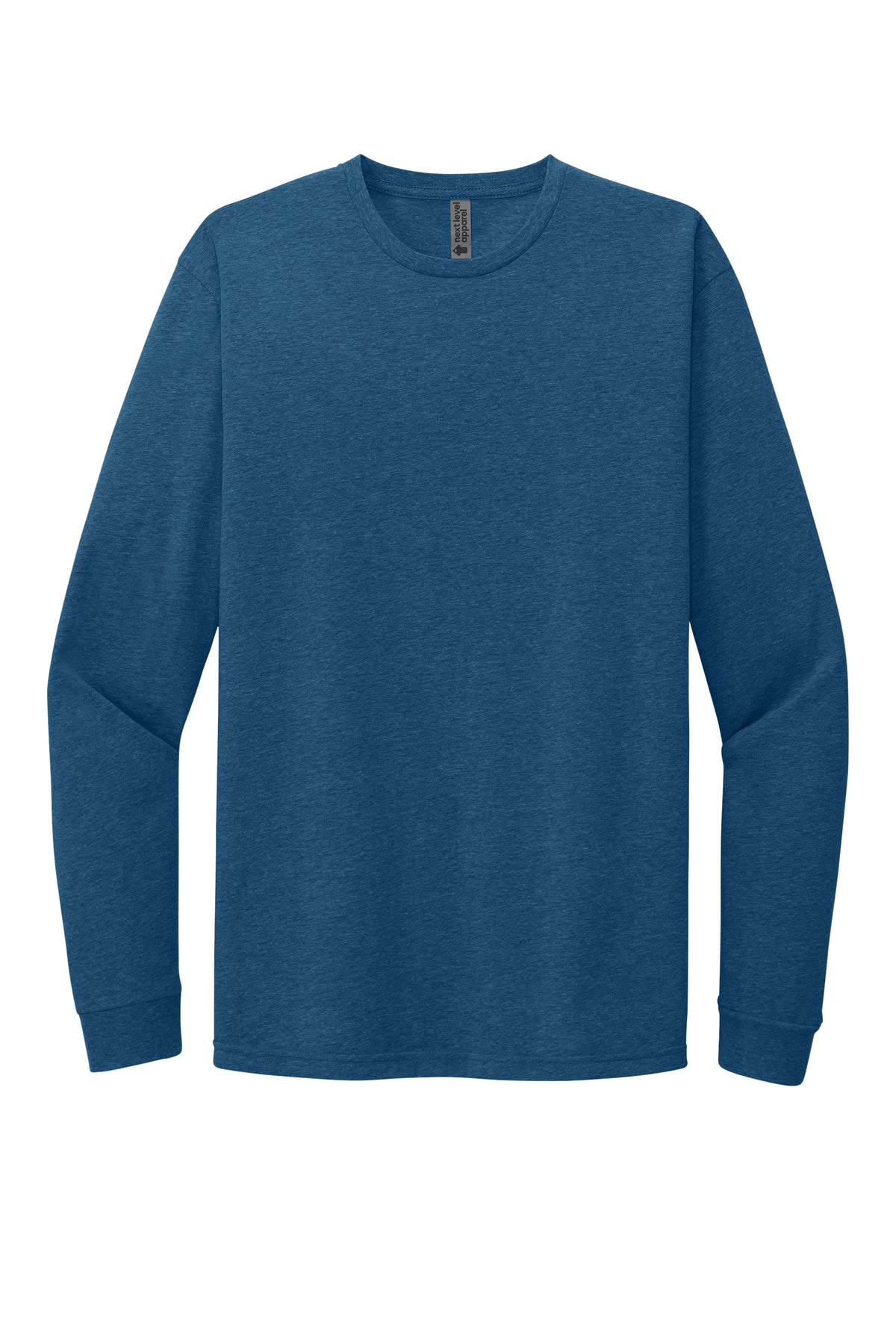 Next Level 6211 Heather Cool Blue long sleeve shirt front view variant-heather-cool-blue