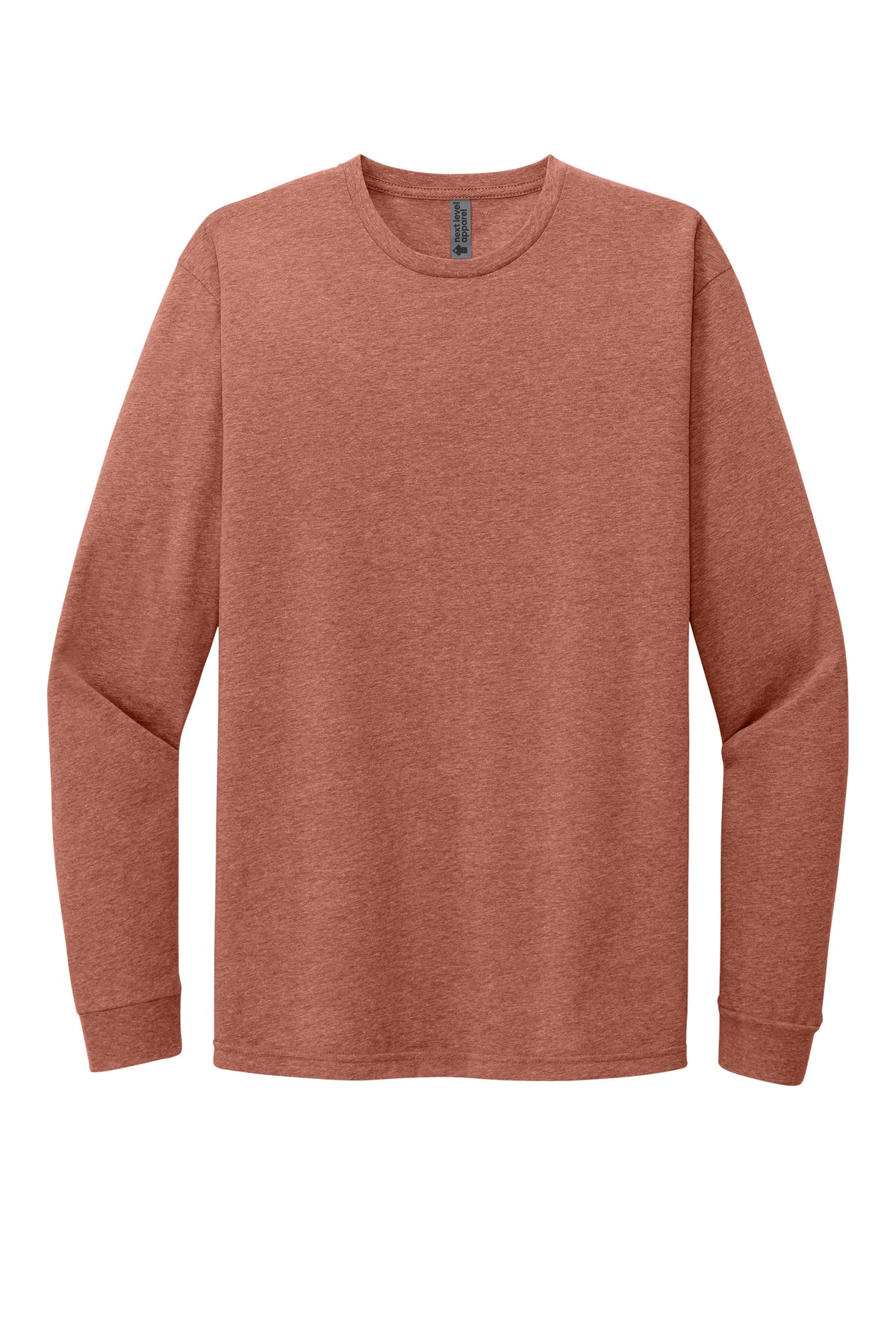 Next Level 6211 Heather Redwood long sleeve shirt front view variant-heather-redwood