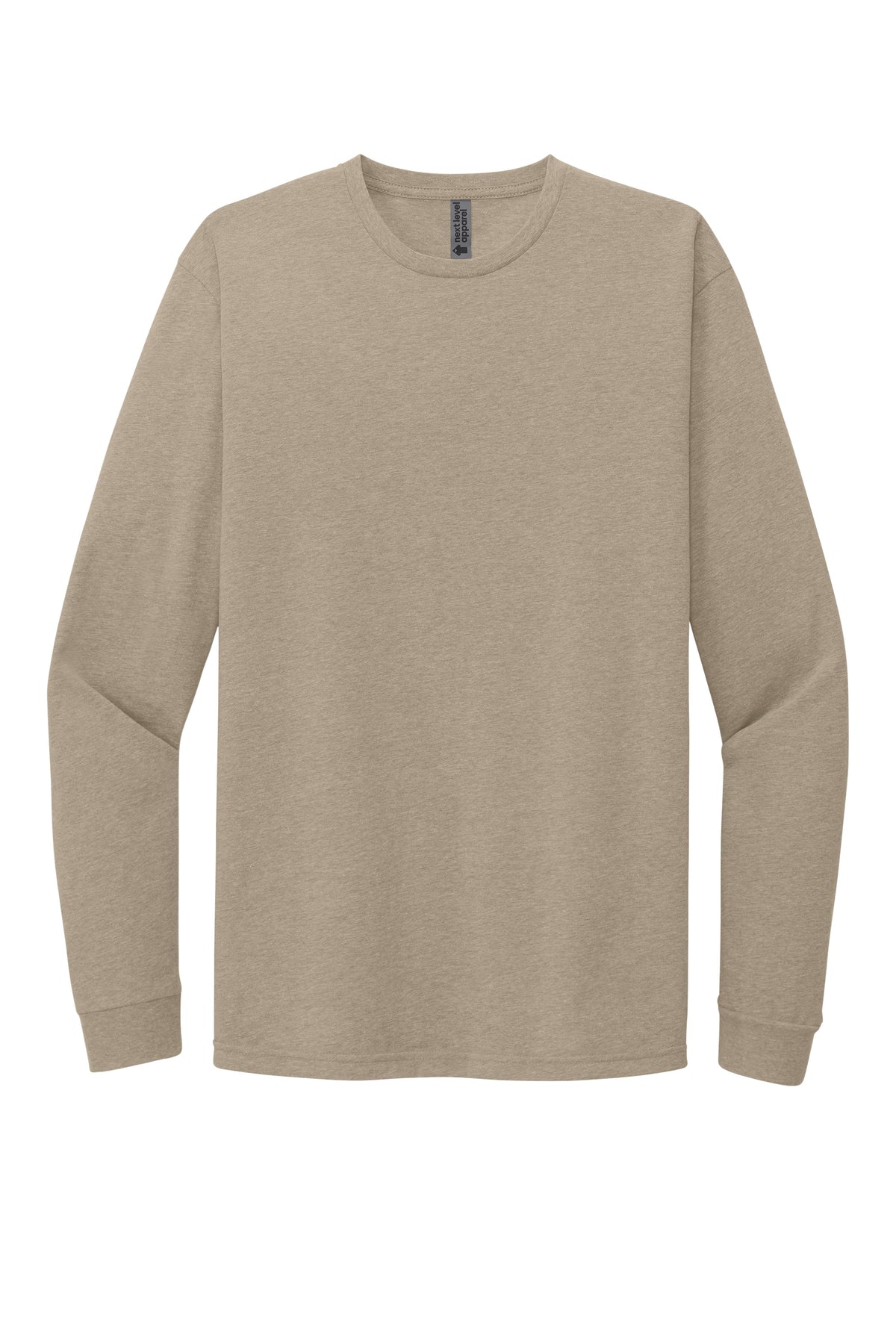 Next Level 6211 Heather Tan long sleeve shirt front view variant-heather-tan