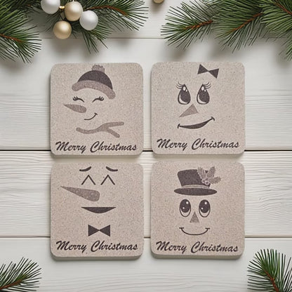 Snowmen Cork Coasters